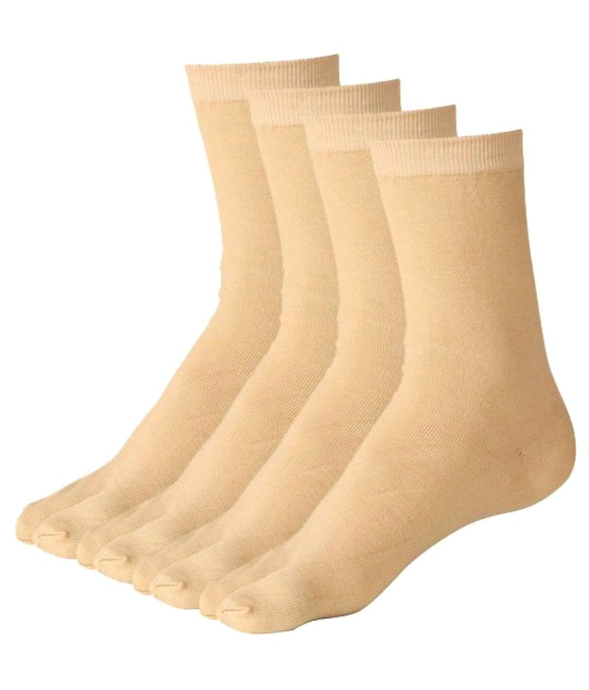     			Tahiro Beige Casual Mid Length Socks