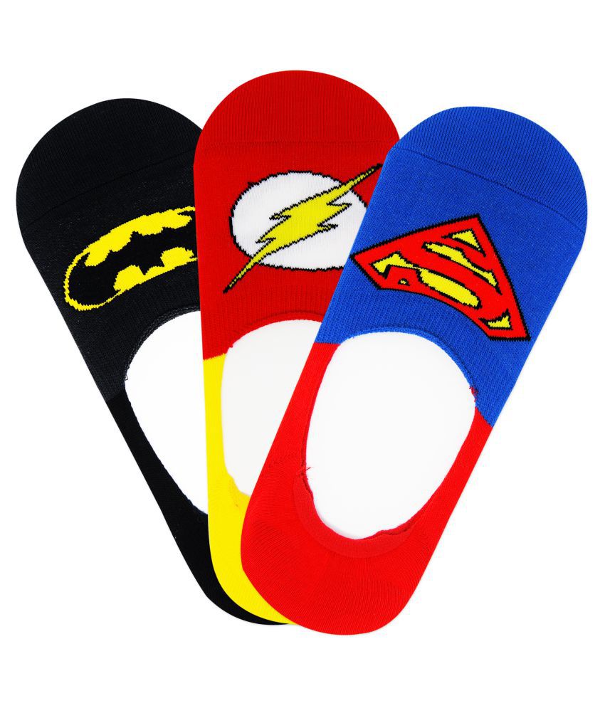     			Justice League - Cotton Men's Printed Multicolor No Show Socks ( Pack of 3 )
