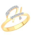 Vighnaharta Initial ''H'' Letter (CZ) Gold Plated Ring for Women