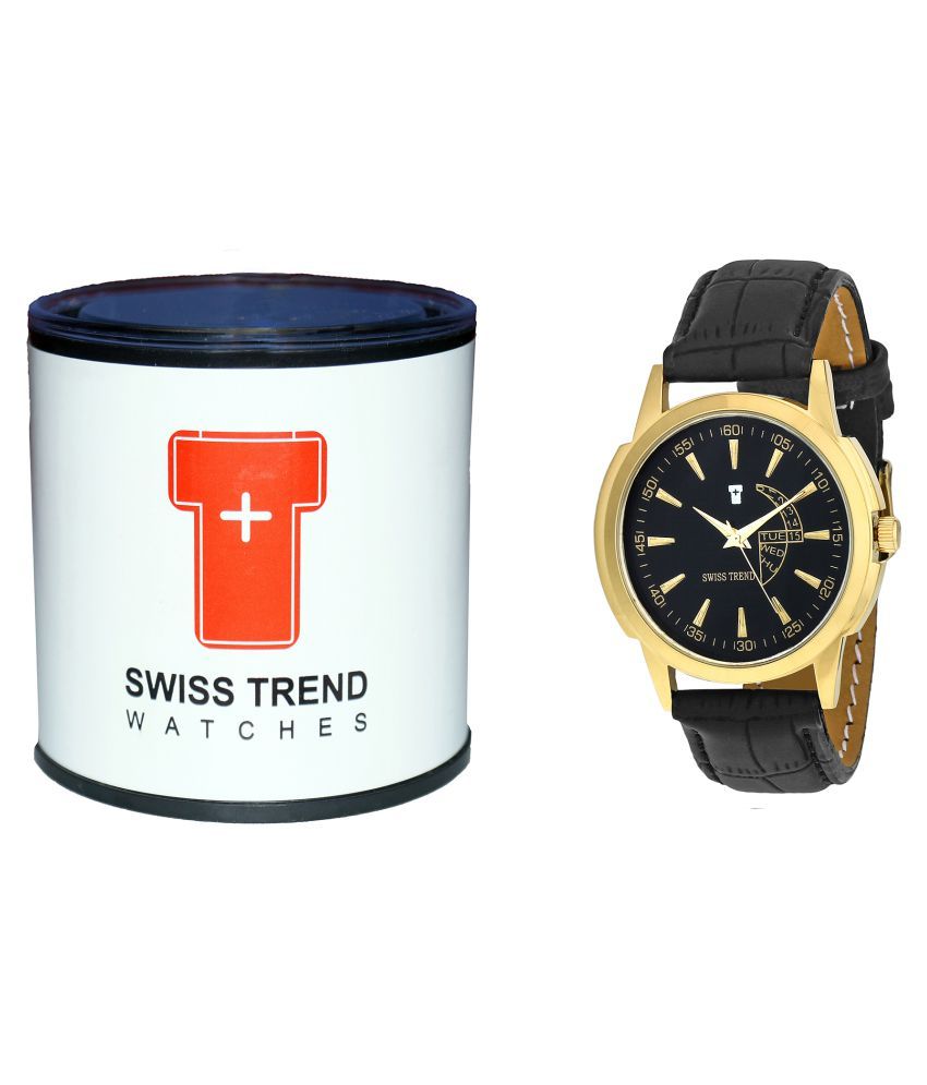 Swiss Trend Black Leather Analog Watch for Men Buy Swiss Trend Black