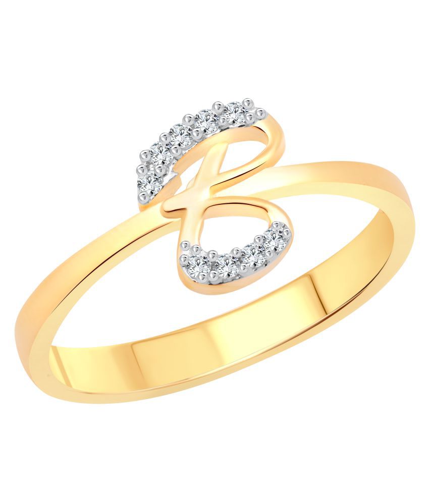     			Vighnaharta Initial ''B'' Letter (Cz) Gold & Rhodium Plated Ring