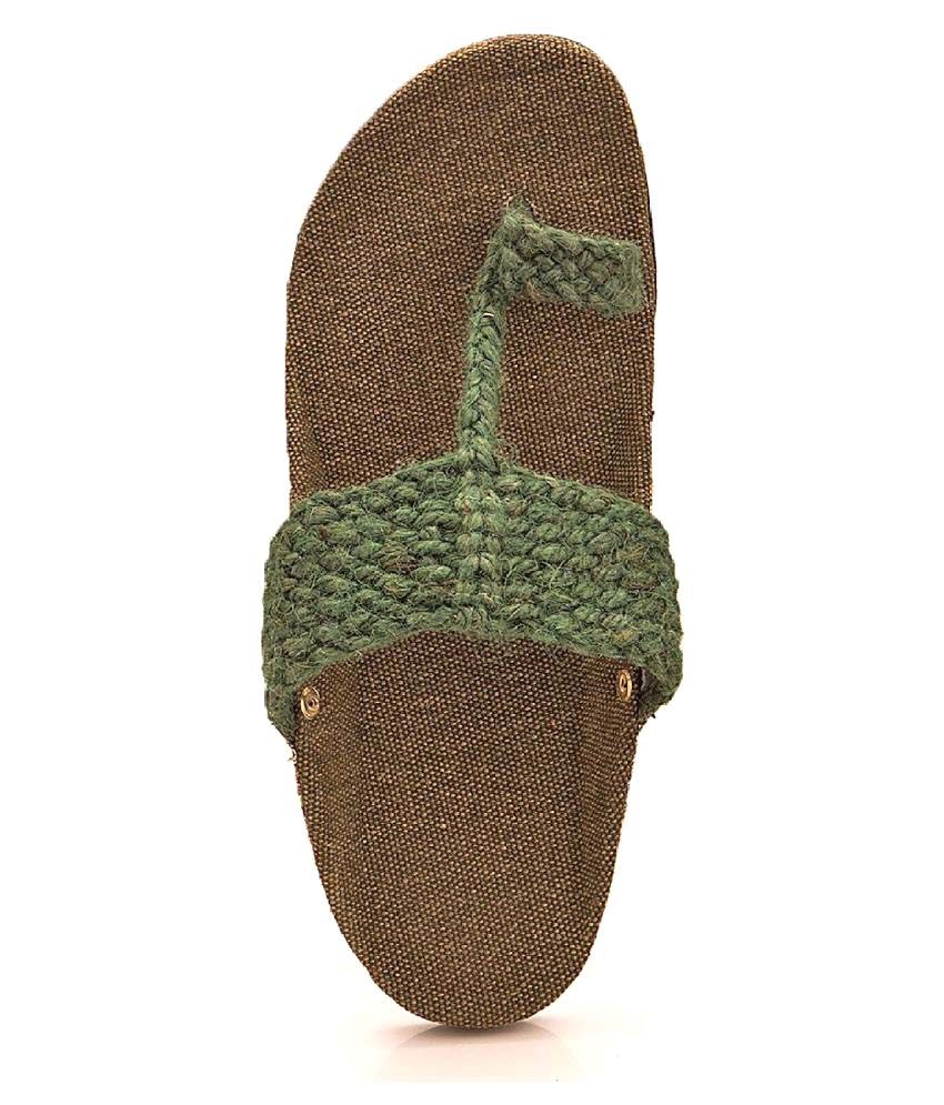 green kolhapuri chappal