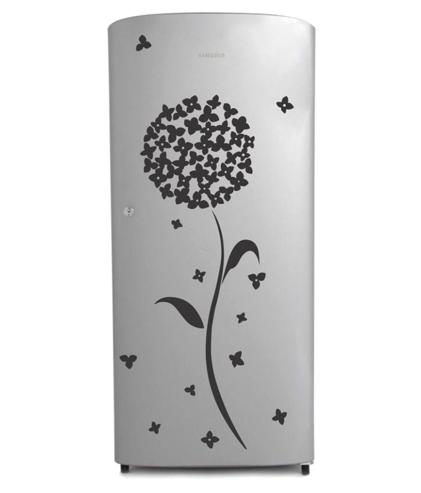     			Decor Villa Round Flowers PVC Refrigerator Sticker - Pack of 1