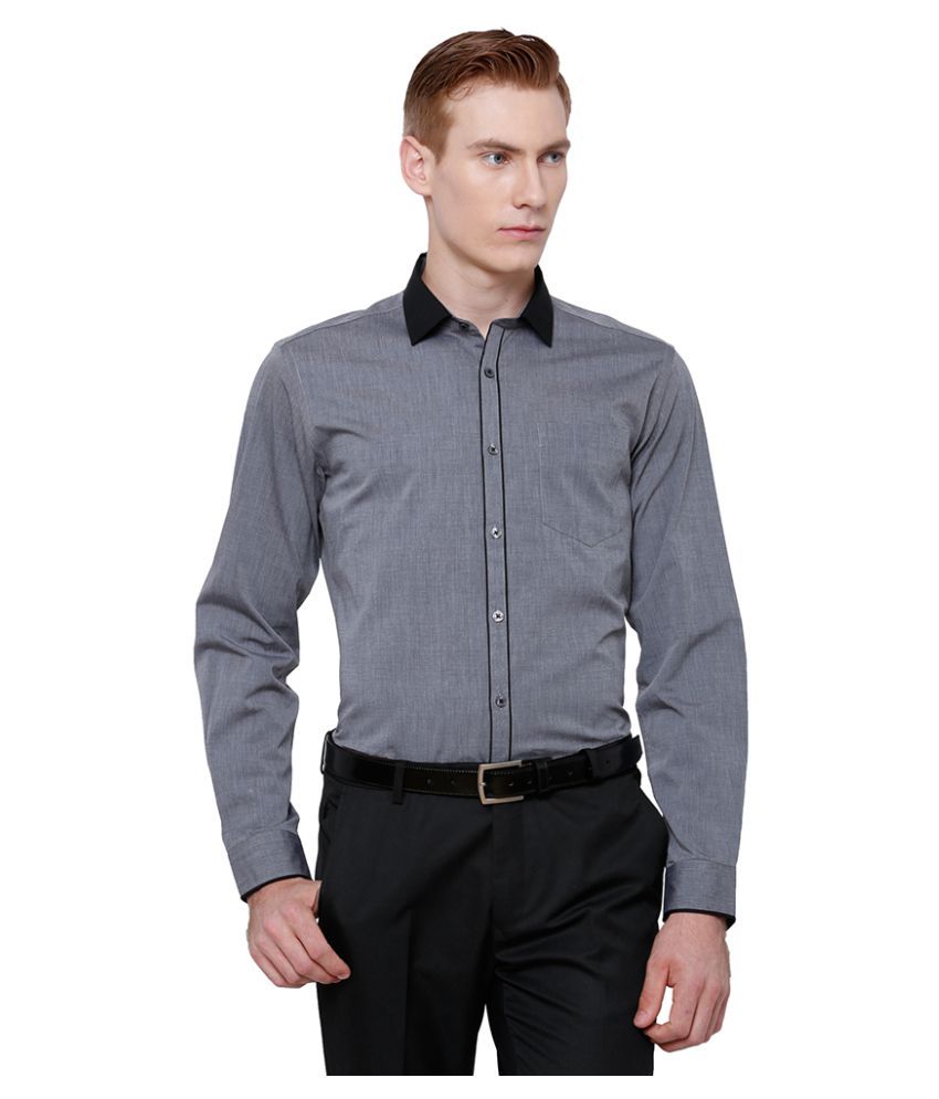     			Black Coffee Grey Formal Slim Fit Shirt