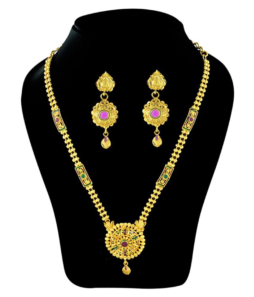 Kalyani Covering Gold Brass Necklace Set Buy Kalyani Covering Gold