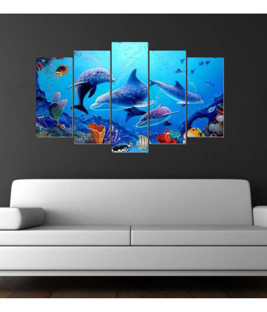     			Impression Wall Dolphin PVC Multicolour Wall Sticker - Pack of 1