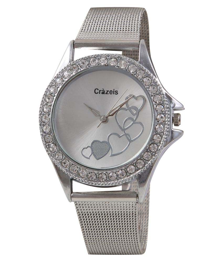 Crazeis Silver Metal Analog Wrist Watch 