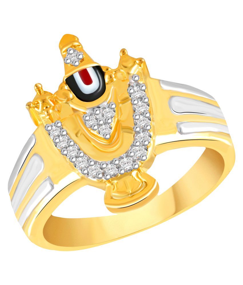 VK Jewels Tirupati Balaji Gold and Rhodium Plated Alloy Ring for Men