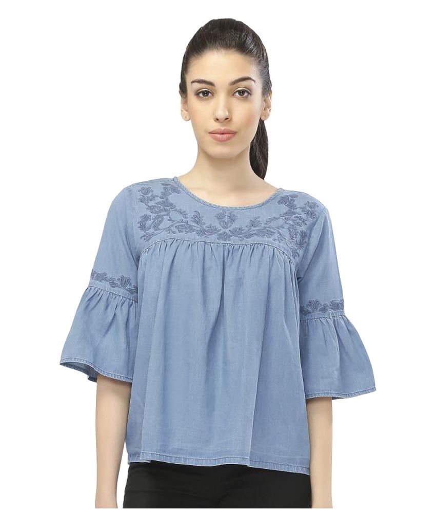 Recap Denim Peasant Tops - Blue - Buy Recap Denim Peasant Tops - Blue ...