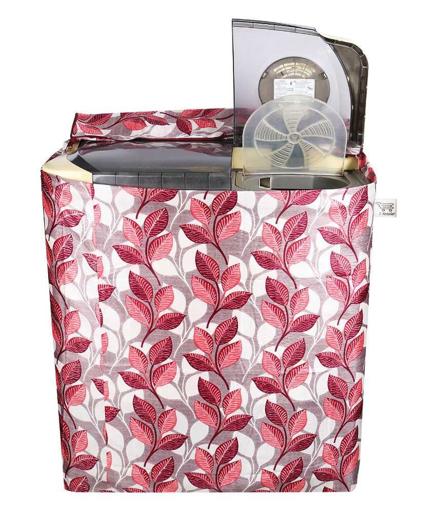     			E-Retailer Classic Pink Flower With Square Design Semi-Automatic Washing Machine Cover For 7.5 Kg Capacity