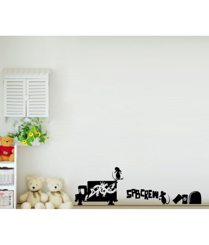     			Decor Villa Cute mouse PVC Black Wall Sticker - Pack of 1