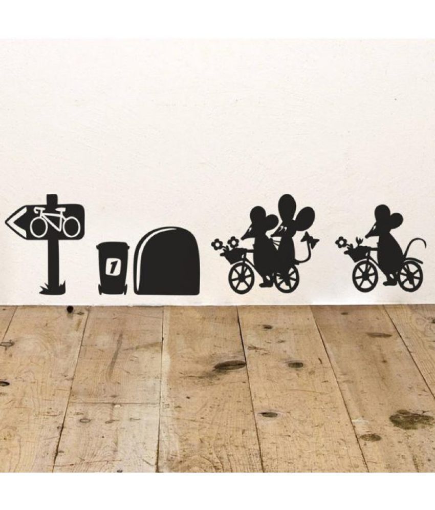     			Decor Villa On date mouse hole PVC Black Wall Sticker - Pack of 1