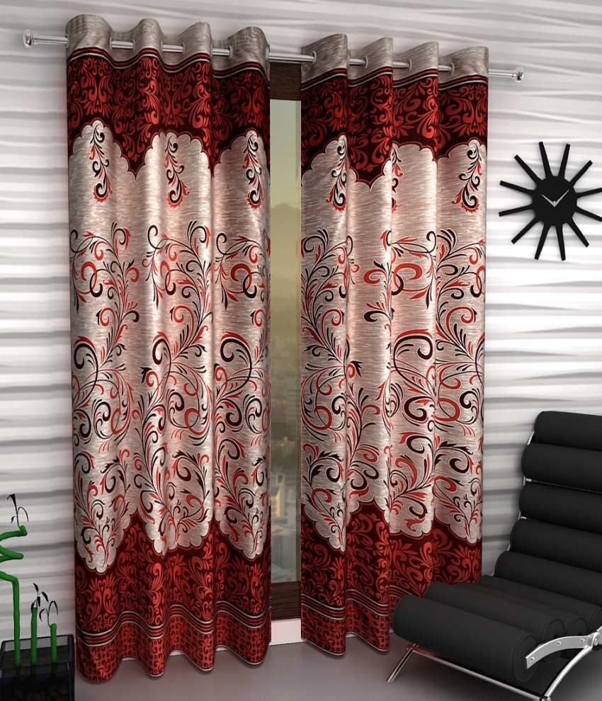     			Home Sizzler - Multicolor Pack of 2 Polyester Long Door Curtain (4 ft X 7 ft)