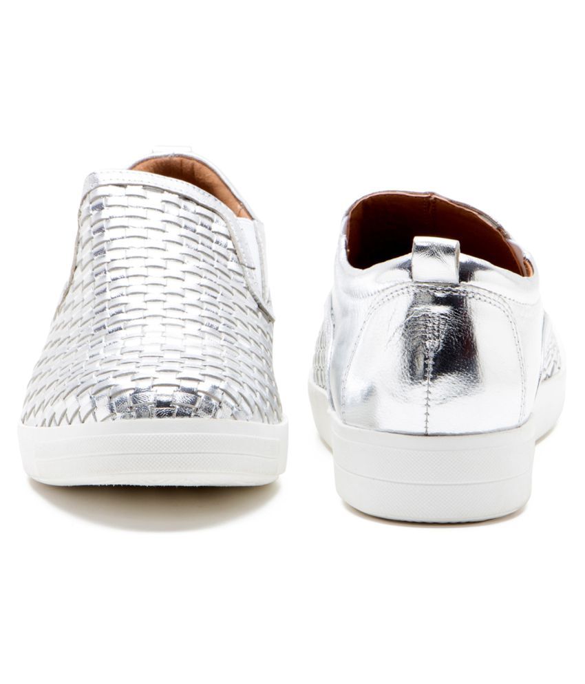 red tape silver shoes