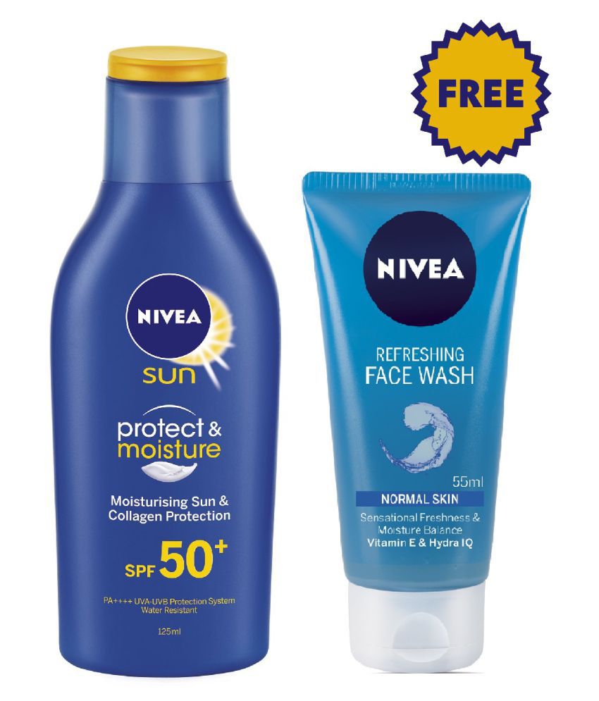 Nivea Sun lotion SPF 50 125 ml with Nivea Refreshing face wash 55 ml Free: Buy Nivea Sun lotion 50 125 ml Nivea Refreshing face wash 55 ml Free at Best Prices in India - Snapdeal