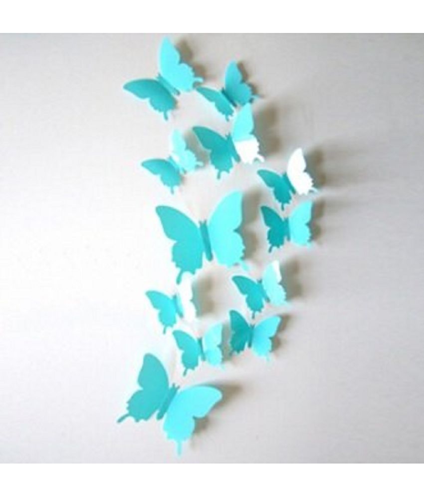     			Jaamso Royals Sky Blue Butterfly PVC Blue Wall Sticker - Pack of 1