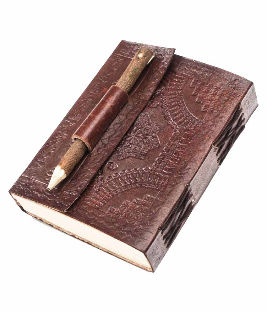     			Pure Genuine Real Vintage Leather Handmadepaper Notebook Dairy For office Home to Write Poem Daily Update - Brown Size of 6*4.5