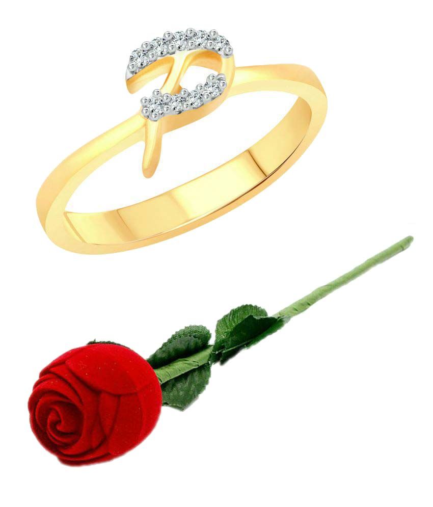 vighnaharta initial p letter with rose cz gold and rhodium p l forms