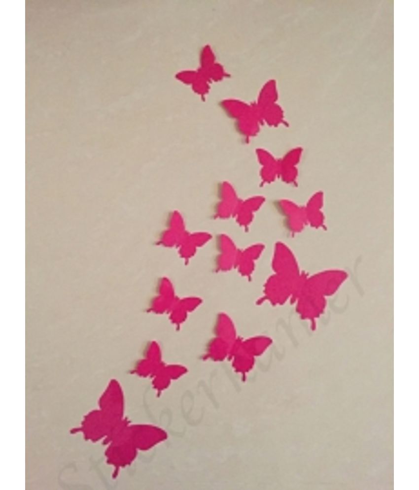     			Jaamso Royals Wall Sticker -3D Butterfly PVC Vinyl Pink Wall Sticker - Pack of 1