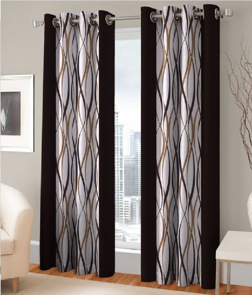     			Fashion Fab Set of 2 Window Eyelet Curtains Printed Multi Color