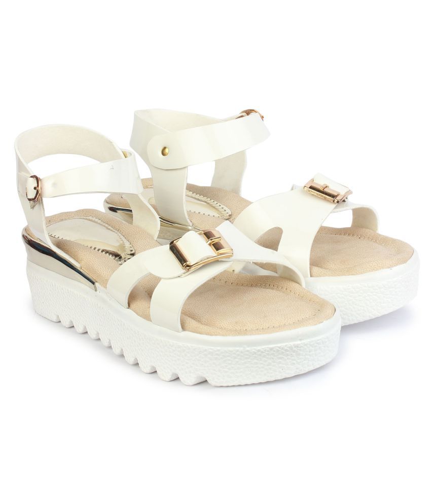 beige chunky strap platform heels