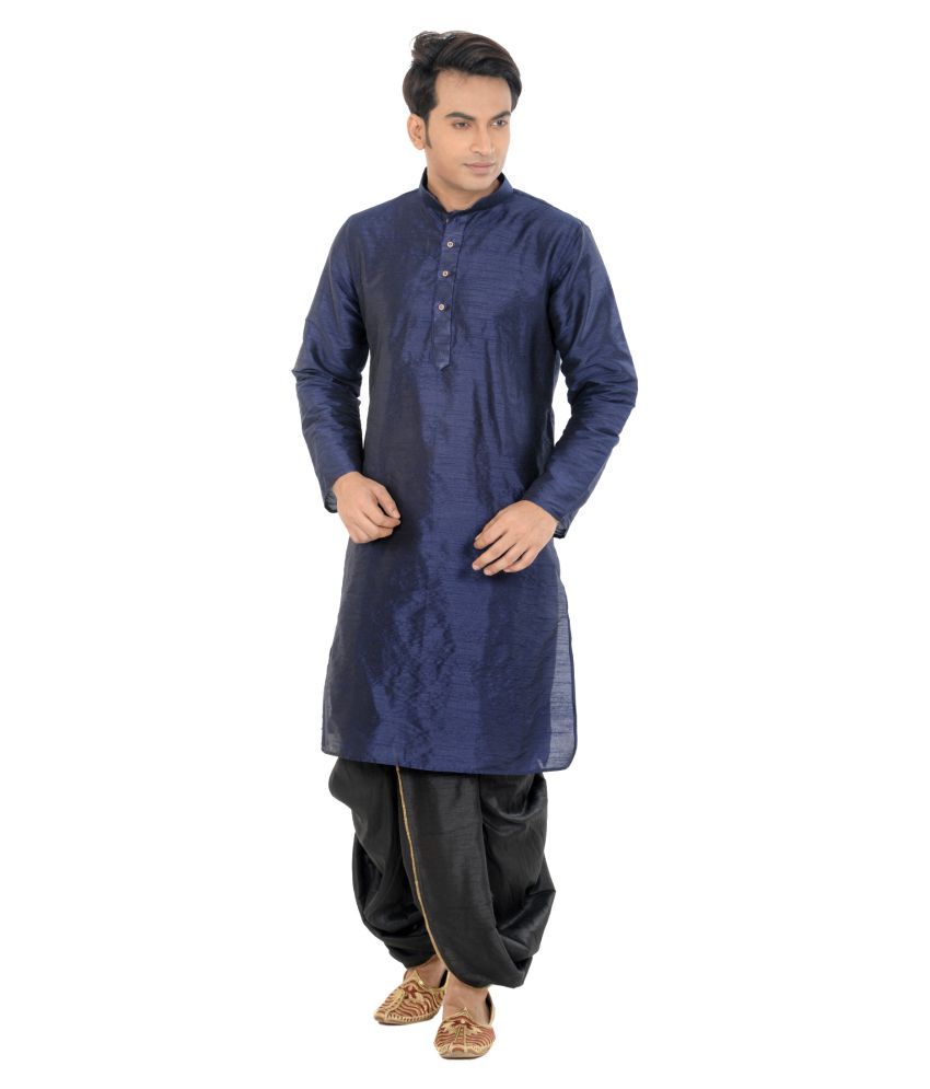     			Deyann Blue Silk Blend Dhoti Kurta Set