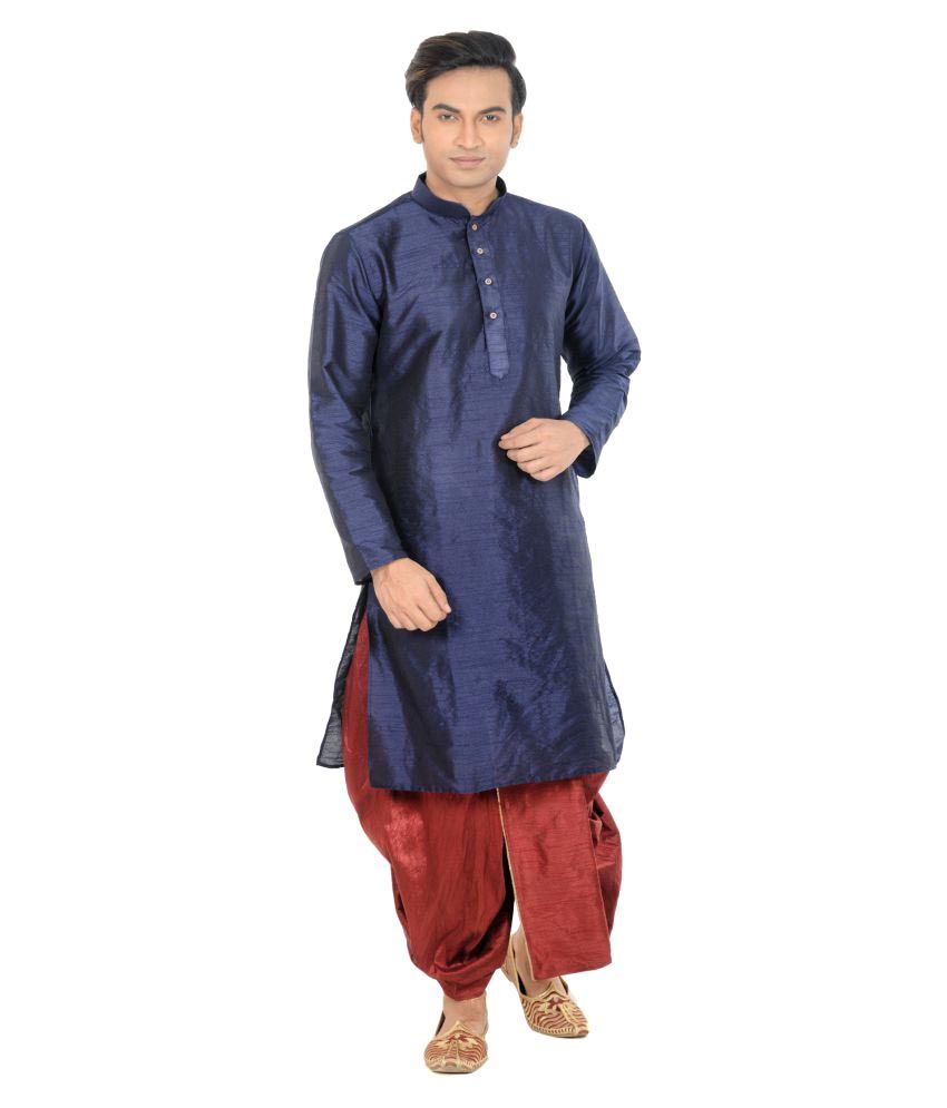     			Deyann Blue Silk Blend Dhoti Kurta Set