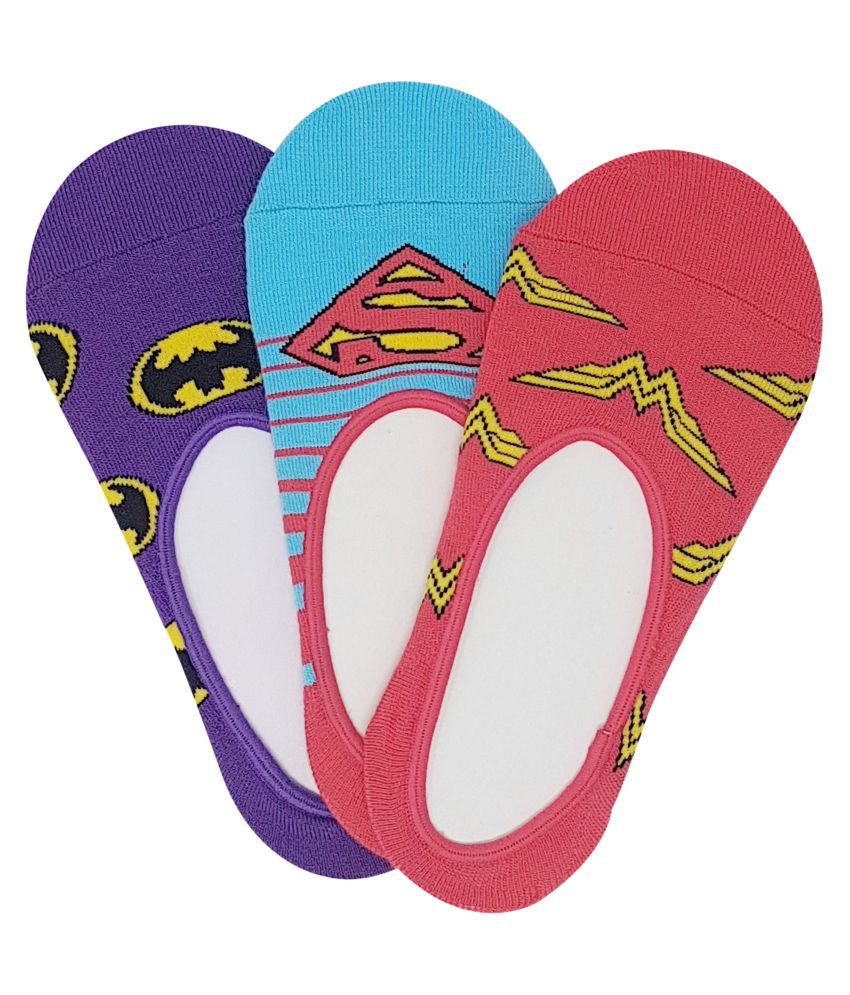     			Justice League Women's No Show Socks with Anti Slip Silicon - Pack of 3