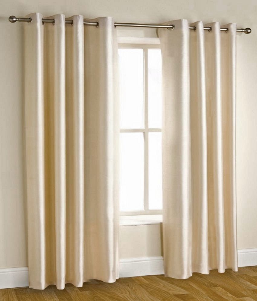     			Homefab India Plain Semi-Transparent Eyelet Door Curtain 6ft (Pack of 2) - White