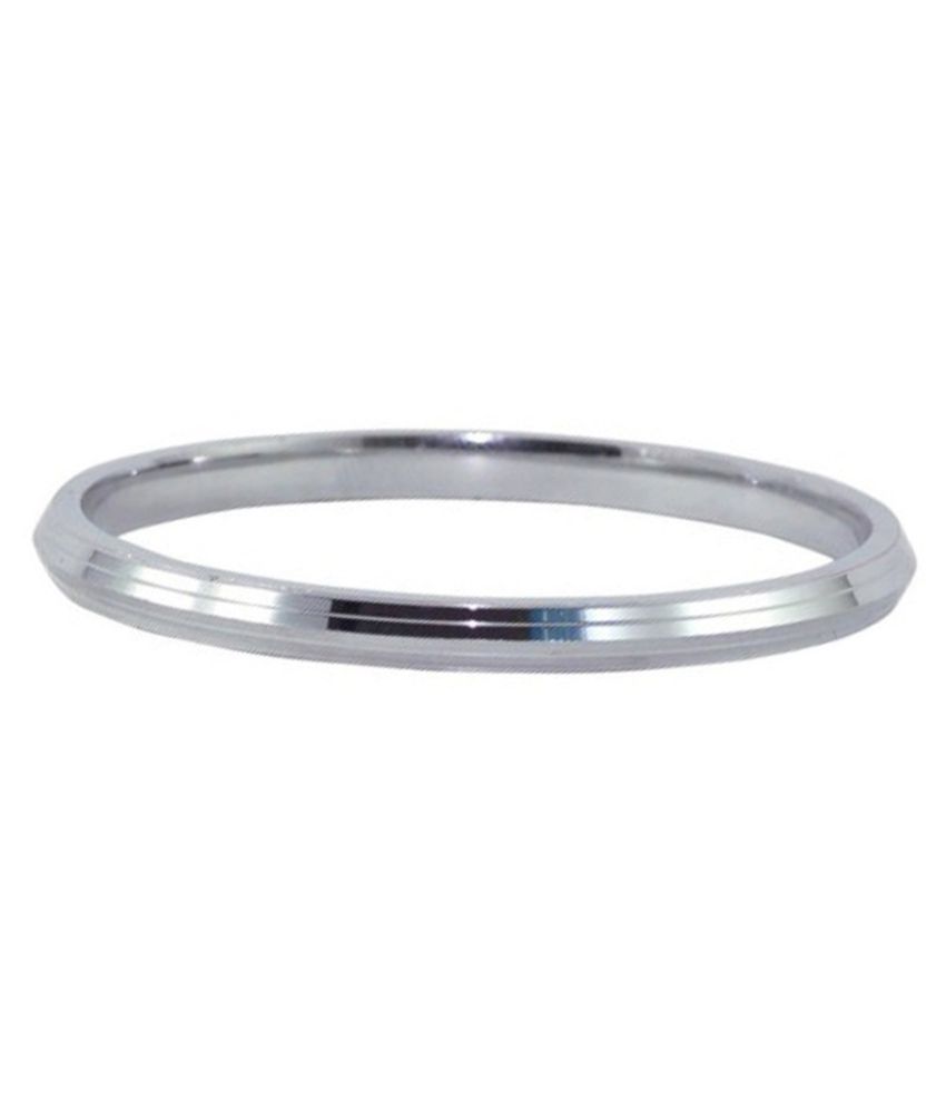     			Shiv Jagdamba 2.75 Inch And 8 mm Width Pujabi Silver Stainless Steel Round Kada For Men And Women