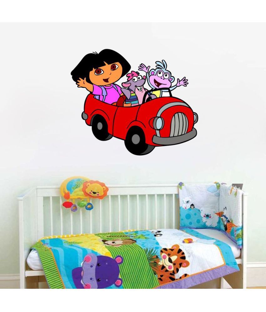     			Decor Villa Girl PVC Multicolour Wall Sticker - Pack of 1