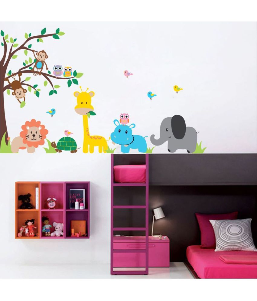     			Decor Villa Monkey Animal PVC Multicolour Wall Sticker - Pack of 1