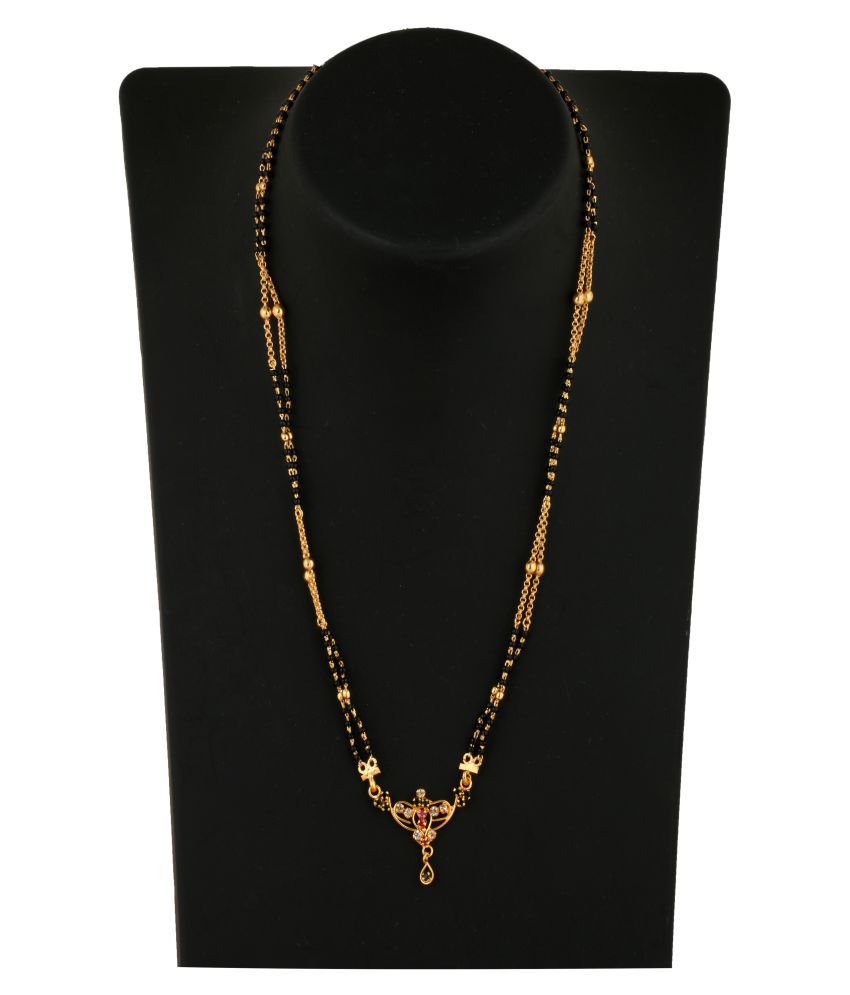 Indian Mangalsutra 22k Gold Plated Black Beads 22 Traditional Necklace 