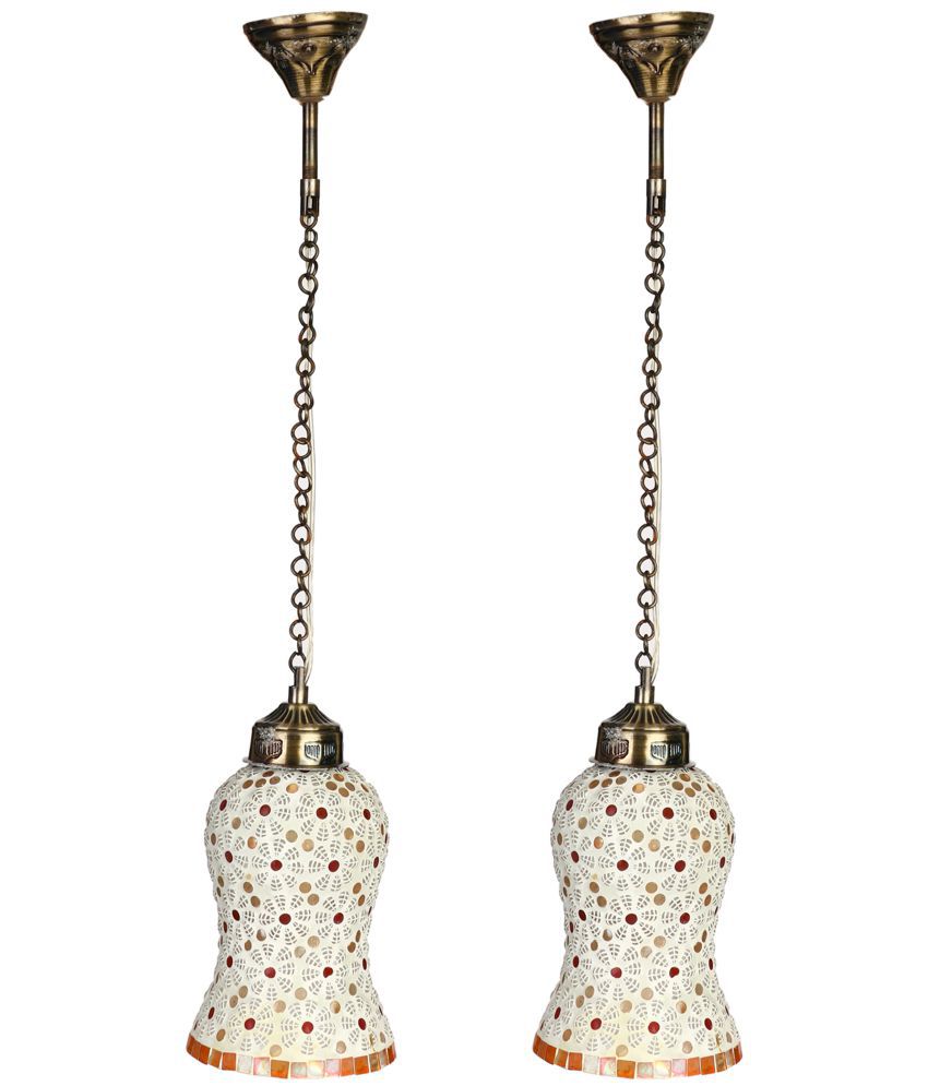     			Somil Glass Exclusive Pendant White - Pack of 2