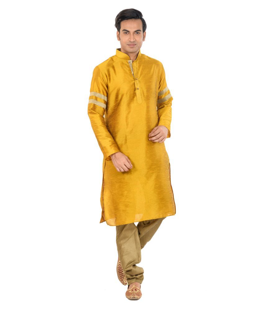     			Deyann Yellow Silk Blend Kurta