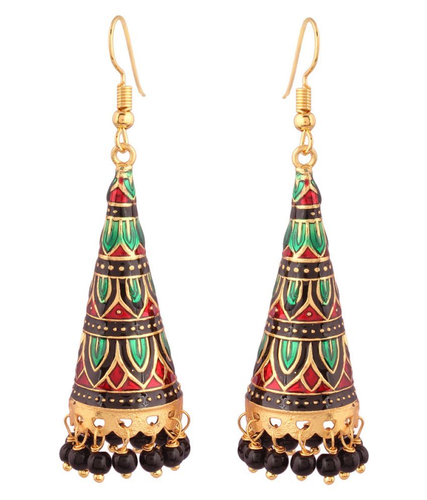 I Jewels Jaipur Collection Rajasthani Jhumkas with Meenakari work for