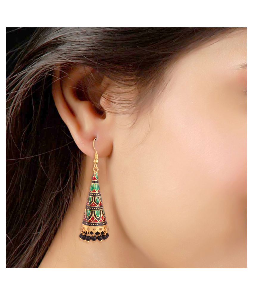I Jewels Jaipur Collection Rajasthani Jhumkas with Meenakari work for Women E2539MG Buy I