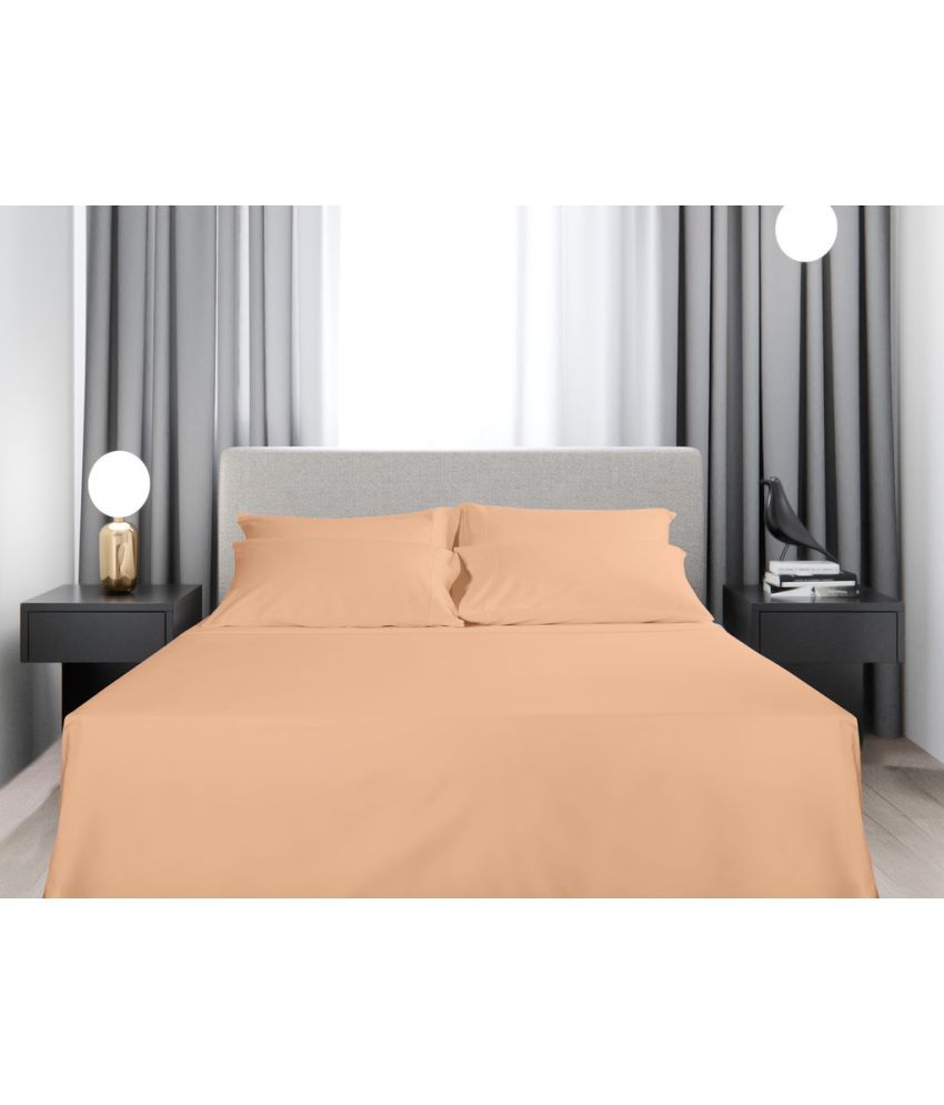 Lye Queen Cotton Peach Plain Bed Sheet Set of 3 Buy Lye Queen Cotton