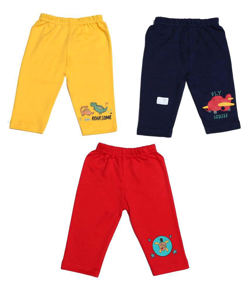     			Kaboos Multicoloured Cotton Trousers for Babies - Set of 3