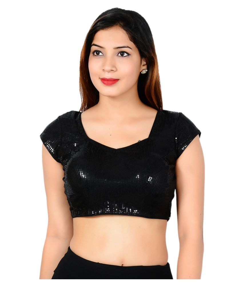 Mangal Black Polyester Readymade with Pad Blouse - Buy Mangal Black ...