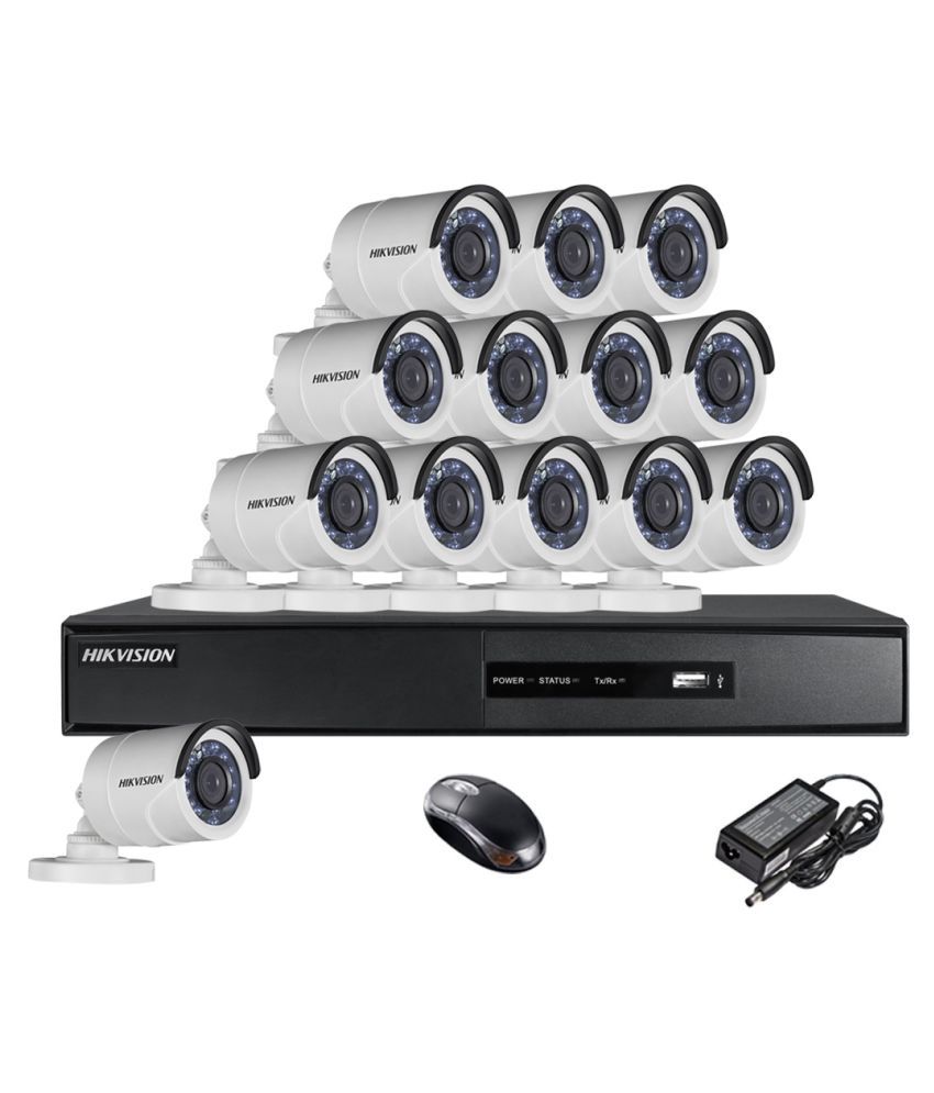 Hikvision 13 CCTV Camera, DVR, Mouse, Power Adapter Surveillance Kit
