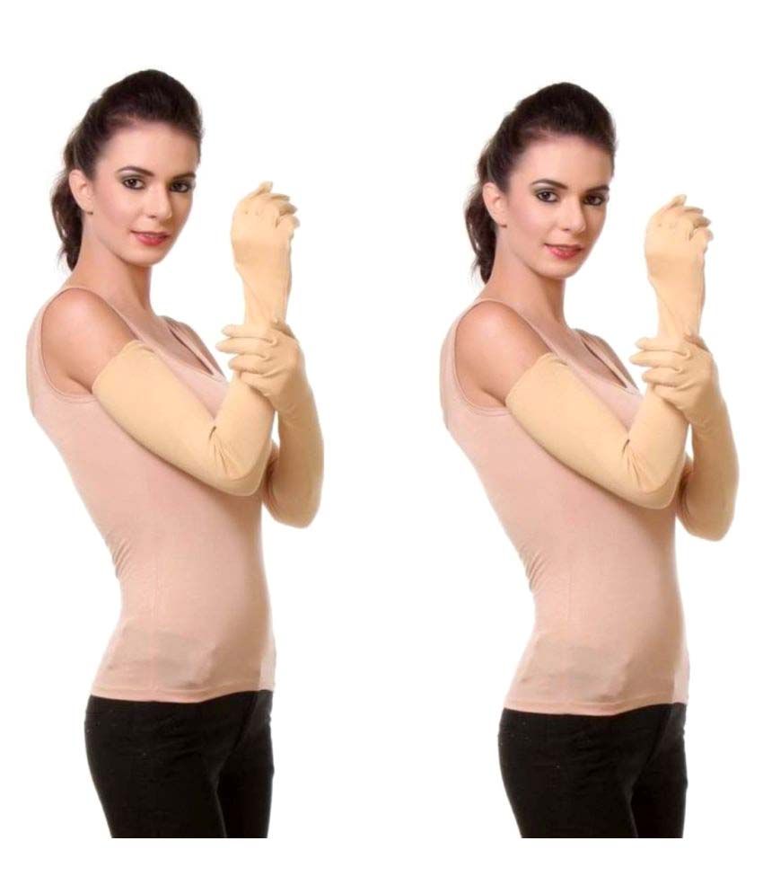     			Tahiro Beige Cotton Full Sleeve Gloves - Pack Of 2