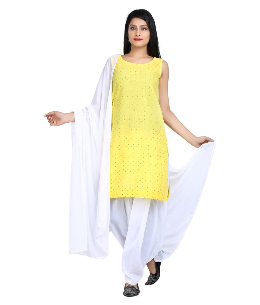 yellow kurti with patiala