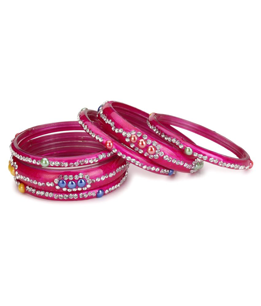     			Somil Red Color 2 Kada & 4 Bangle Set decorative With Colorful Beads & Stones With Safety Box-DL_2.4