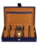 Leather World Blue Watch Box Case for 10 Watches (Guaranteed High Quality PU Leather)