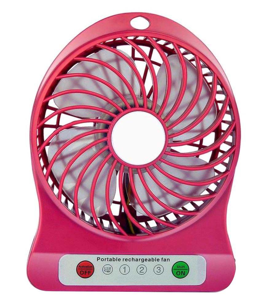     			Cierie Mini USB Portable Fan with Lithium-ion Rechargeable Battery, 3 Speed (Pink - Pack of 1)