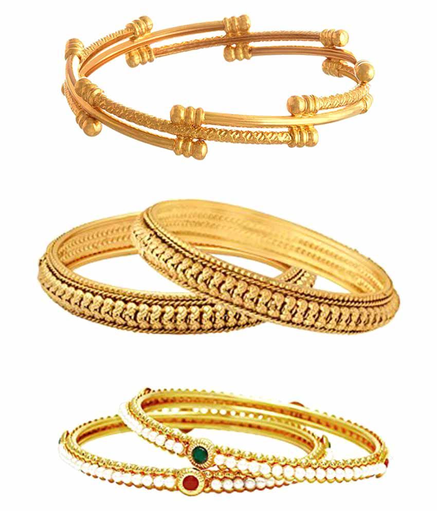     			Zeneme Intriguing Gold Plated Bangle combo set