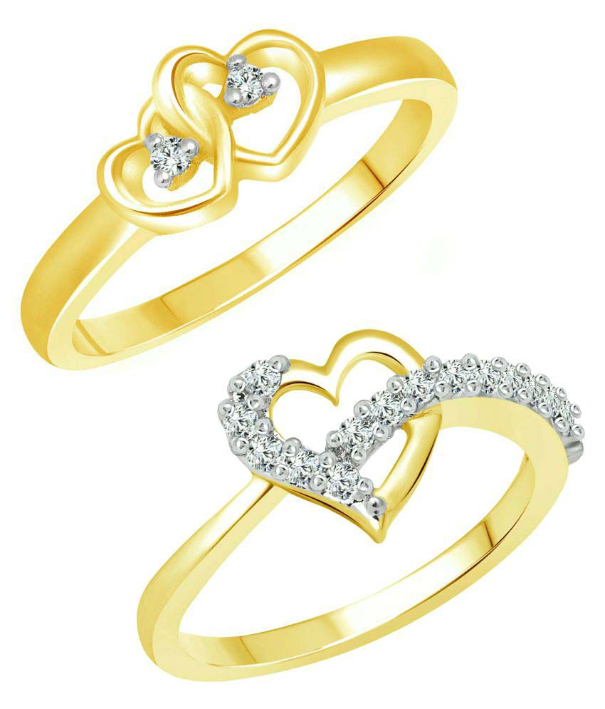     			Vighnaharta Valentine Graceful Heart CZ Gold and Rhodium Plated Alloy Combo Ring set for Women and Girls [1047FRG-1076FRG] - [VFJ1240FRG11]