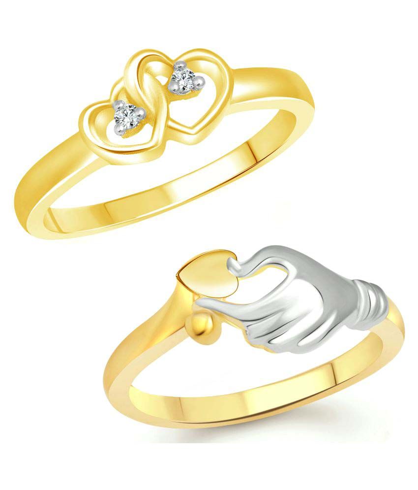     			Vighnaharta Valentine Love Gift CZ Gold and Rhodium Plated Alloy Combo Ring set for Women and Girls [1047FRG-1082FRG] - [VFJ1238FRG16]