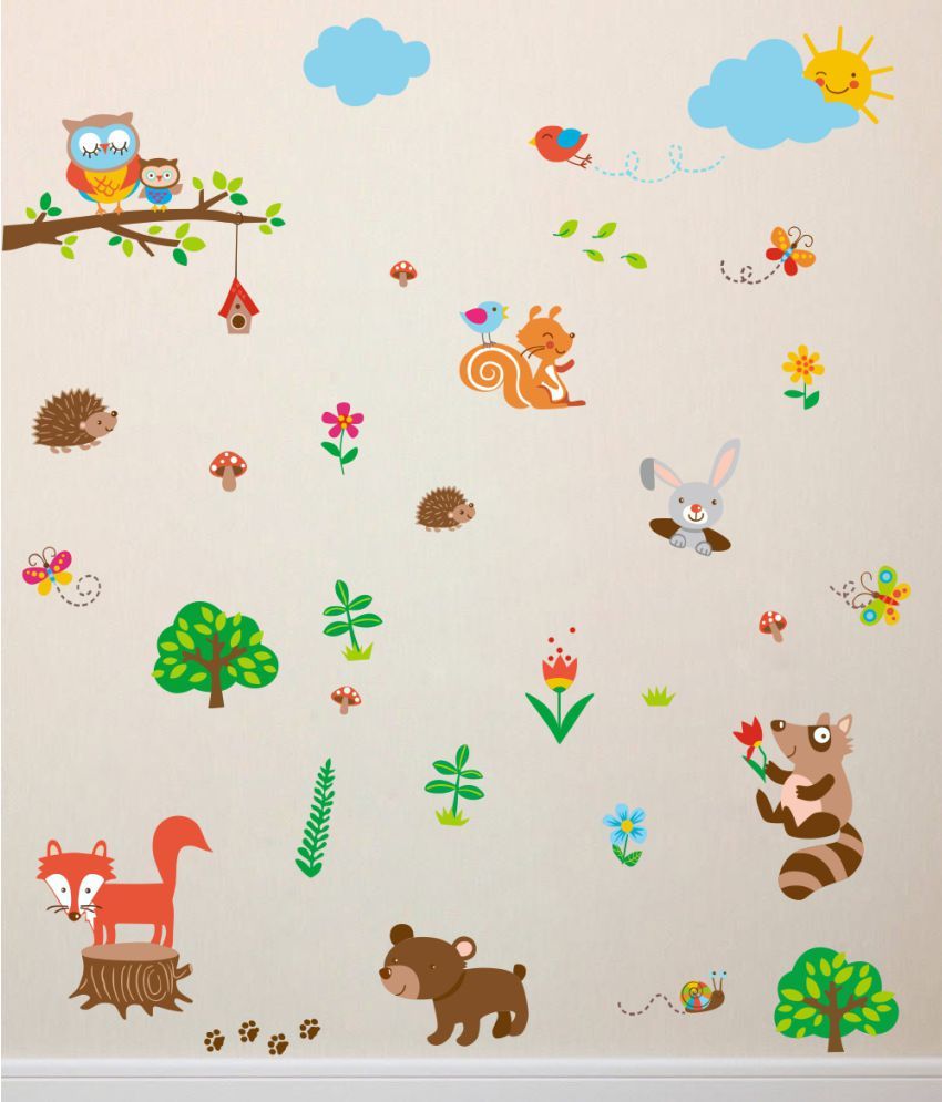     			Decor Villa Animal PVC Multicolour Wall Sticker - Pack of 1